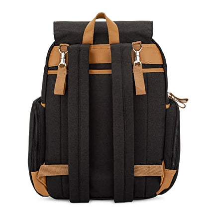 Parker Baby Co. Diaper Backpack - Large Diaper Bag with Insulated Pockets, Stroller Straps and Changing Pad -Birch Bag - Black - color: Black
