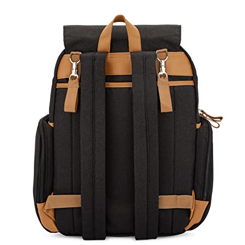 Parker Baby Co. Diaper Backpack - Large Diaper Bag with Insulated Pockets, Stroller Straps and Changing Pad -Birch Bag - Black - color: Black