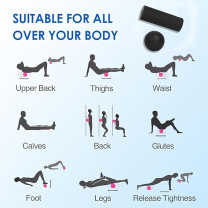 Extra Mini Foam Roller - High Density Massage Roller, Extra Small Yoga Roller for Physical Therapy, Myofascial Release, Deep Tissue & Muscle Recovery of Arms and Legs - color: Black