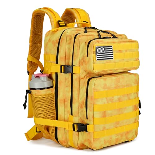 Military Tactical Backpack for Men and Women Army 3 Days Assault Pack Bag Large Rucksack with Molle System for Hiking Cycling Skiing Camping Climbing - color: Yellowcamo