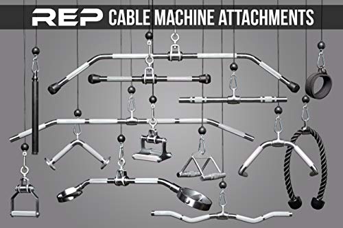 REP Fitness LAT Pulldown and Low Row Cable Machine Attachments and Functional Trainer Attachments – Curl Bar, D-Handle, Ankle Cuff, Tricep Rope, Sports Handle, Straight Bar, Row, Chinning Triangle - style: 48 Solid Lat Bar Pro Style