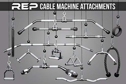 REP Fitness LAT Pulldown and Low Row Cable Machine Attachments and Functional Trainer Attachments – Curl Bar, D-Handle, Ankle Cuff, Tricep Rope, Sports Handle, Straight Bar, Row, Chinning Triangle - style: 48 Solid Lat Bar Pro Style