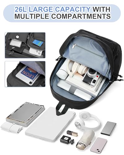 Aesthetic Black School Backpack for Women Men College Backpack With Lots Of Pockets Waterproof Travel Casual Daypack Cute Bookbag For Teens Girls Boys High School Bag - color: B1-black