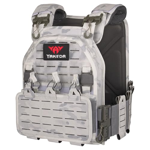 YAY YAKEDA Quick Release Tactical Laser-Cutting Vest Multicam Lightweight Vest - color: Snow Camo