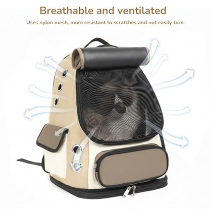 Cat Backpack Carrier, TSA Airline Approved Pet Travel Bag for Small Medium Dogs, Ventilated Hiking Camping Backpack for Cats, Kitten and Puppy up to 18 lbs, Khaki Mesh - color: Khaki Mesh
