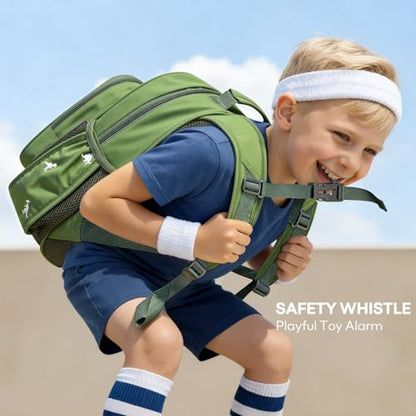 mibasies Boys Backpacks Ages 5-8: Quilted Backpack for Kids - Cute 15 Inches Bookbag for Kindergarten Elementary School Dinosaur Green - color: Dinosaur Green, style: Kids-15"h