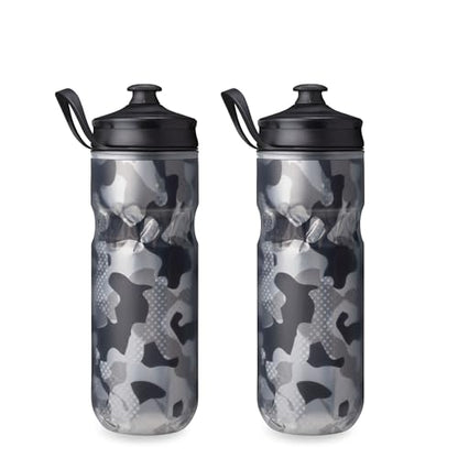 HydraPak | Polar Bottle - Polar Sport Insulated Water Bottle 2-Pack - BPA-Free, Sport & Bike Squeeze Bottle with Handle (Contender Black, 600ml / 20oz) - color: Contender Black, style: 20oz/600ml (2-Pack)