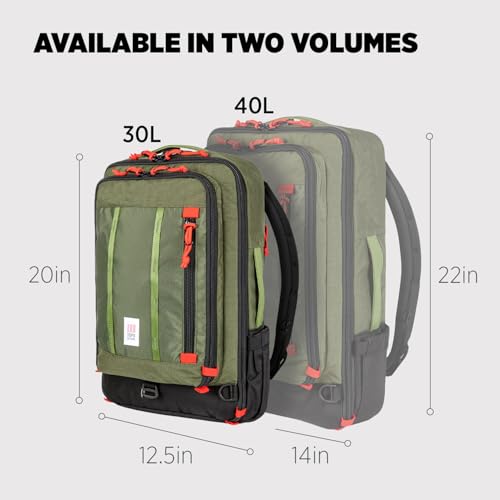 Topo Designs Global Travel Bag – 30L or 40L - Carry-On Compliant Most Airlines, Durable Travel Duffel Bag, Clam Shell Main Pocket, Laptop Sleeve, Backpack, Luggage (30L / Olive) - color: Olive, size: 30L