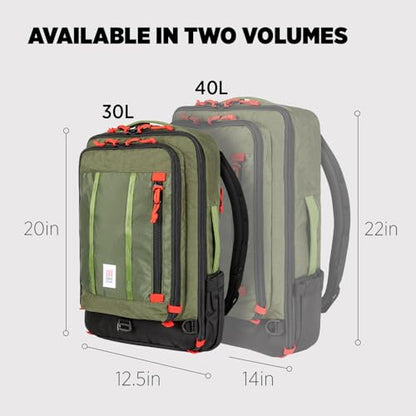 Topo Designs Global Travel Bag – 30L or 40L - Carry-On Compliant Most Airlines, Durable Travel Duffel Bag, Clam Shell Main Pocket, Laptop Sleeve, Backpack, Luggage (30L / Olive) - color: Olive, size: 30L