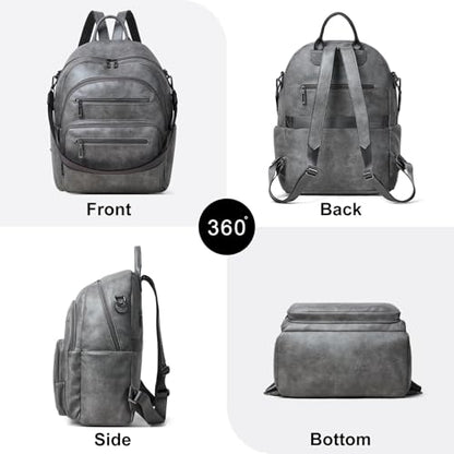 LATMAP Backpack Purse for Women Laptop Backpack, Leather Travel Back Pack Shoulder Bag Teacher College Daypack Work Handbag fits 14" Laptop, Dark Grey - color: Style1-dark Grey