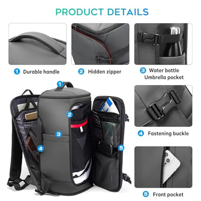 BANGE Large Luggage backpack Backpack, 40L Travel Laptop Backpack Fits 17.3 Inch Notebook, Traveling Luggage Backpack,Carry On Rucksack with Water Bottle Holder for Traveling, Hiking, Business - color: Grey