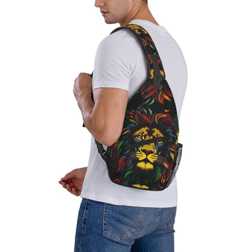 Jamaica Reggae Music Lion Outdoor Crossbody Shoulder Bag For Unisex Young Adult Hiking Bicycling - color: 1