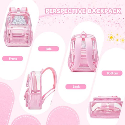 Clear Backpack for Girls,Transparent Backpack See Through Backpacks Stadium Event,Heavy Duty Clear Bookbag for School Pink - color: Baby Pink