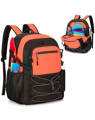 Fasrom Mesh Beach Bag Backpack with Wet Item Pocket, Swim Backpack for Pool, Travel and Gym (Patent Design, Empty Bag Only), Orange - color: Orange