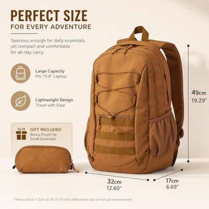 Hiking Travel Backpacks Men and Women, Lightweight Waterproof Laptop Backpack Outdoor Camping Backpack Hiking Daypack for Travel, Trekking, Work 26L (Brown) - color: Brown