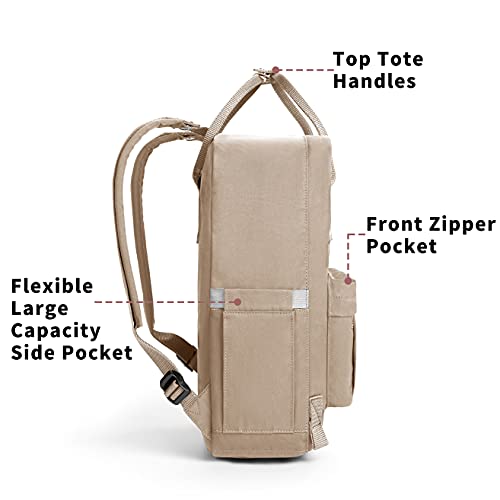 KALIDI Casual Laptop Backpack 15 Inches Classic Camping Rucksack Travel Outdoor Square Daypack College Hiking Gym Bag, Khaki - color: Khaki