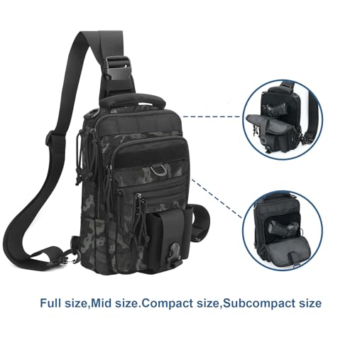 DegeTMVe Dual Pistol Holster Chest Bag Concealed Carry Sling Crossbody Tactical Gun Convertible Backpack Shooting Hunting - color: Black ACU