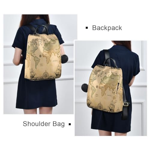 ALAZA Ancient Map Of The World Vignettes Compasses Dragons Sailboats Backpack Purse with Adjustable Straps for Woman Ladies - color: Multi 7