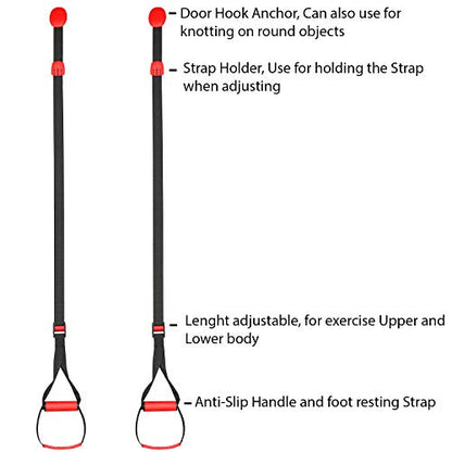 Training All-in-One Suspension Trainer Exercise Equipment Bundle,Bodyweight Fitness Resistance Trainer Kit with Pro Straps for Door Pull up Bar, Anchor Point for Complete Body Workouts V1