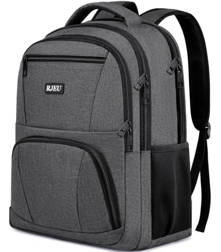 School Backpack for Teens & College Students - 17.3 Inch Laptop Backpack with USB Charging Port, Water Resistant Travel Bookbag for Men, Women, Business & University, Grey - color: Grey, size: 17.3 inch