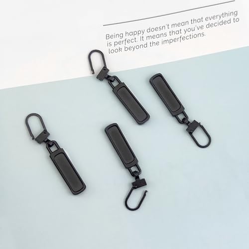 Deshionew 4 PCS Spare Zipper Pulls Removable Metal Zipper Pulls Zipper Replacement for Luggage, Purses, Backpacks, Clothes, Handbags (Black)
