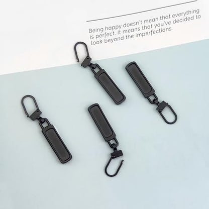 Deshionew 4 PCS Spare Zipper Pulls Removable Metal Zipper Pulls Zipper Replacement for Luggage, Purses, Backpacks, Clothes, Handbags (Black)