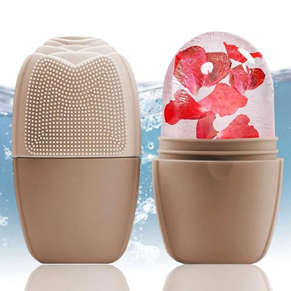 XHJRI Ice Face Roller Massager,Ice Cube Roller for Face, Eyes and Neck Naturally Conditioning and Skin Care,De-Puff Eye Bags,Reduce Migraine Pain,Reusable Massage Silicone Ice Mold (New Coffee) - color: New Coffee