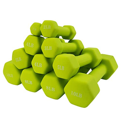Saorzon Dumbbells Set of 2 Exercise Fitness Dumbbell for Home Gym Free Weights Hand Hex Dumb Bells - color: Green, style: 10 Pounds,Pair