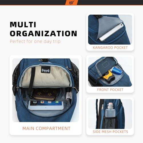 SKYSPER Sling Bag RFID Crossbody Sling Backpack Cross Body Shoulder Bag Travel Hiking Daypack for Women Men(Blue) - color: Blue