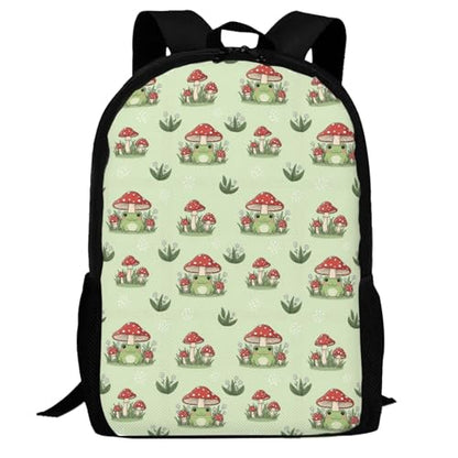 Sturdy Polyester Shoulder Pack Mushroom Frog Green, Anti Theft Spacious Camping Rucksack Casual Daily Bag for Men Women Fitness Outdoor Activity - color: Design (879)