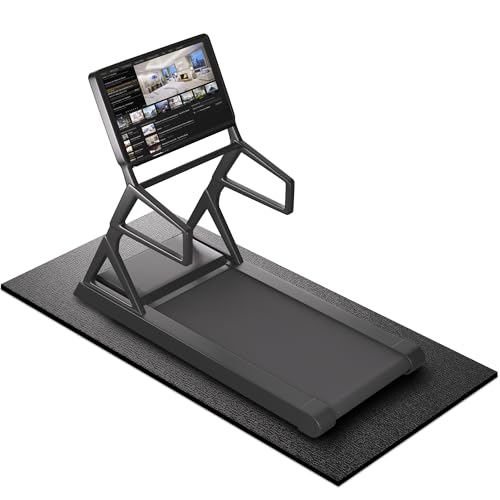 Treadmill Mat, 7'x3'/6'x3'/6'x2.5'/5.6'x2'/4'x2', 6mm Thick Exercise Equipment Gym Mat for Hardwood FloorCarpet, Compatible with Peloton Bike, Indoor Spin Bike, Elliptical - color: 72"x36"x6mm-black