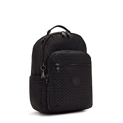 Kipling Women's Seoul 15" Laptop Backpack, Durable, Roomy with Padded Shoulder Straps, Built-In Protective Sleeve - color: Signature Emb, size: 12.75''L x 17.25''H x 8''D