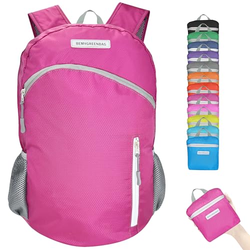35L Foldable Waterproof Backpack For Outdoor Sports Travel Inside Wet Clothes Compartment Packable For Multiple - color: 1pink