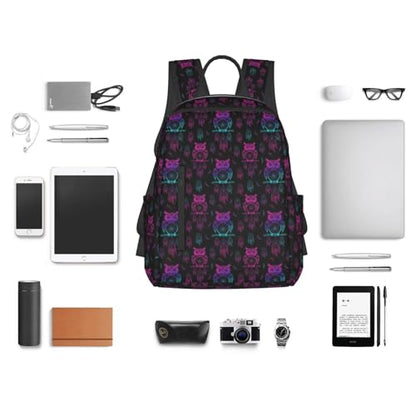 Stylish Daily Shoulder Backpack Owl Rainbow Dream Catcher, Practical Multi-scene Daypack for Road Trip Picnic Walking Men Women - color: Picture (1421)