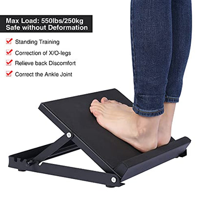 Steel Calf Stretcher,Portable Slant Board,Adjustable Ankle Incline Board and Stretch Board with Full Non-Slip Surface,5 Positions,16”x14