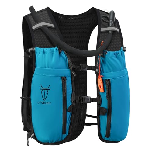 UTOBEST 10L Running Hydration Vest with 2L Bladder – Lightweight Trail Running Vest for Women & Men, Adjustable Marathon Backpack for Running - color: Blue (with 2L Bladder), size: SM (Chest Size:30-35inch)