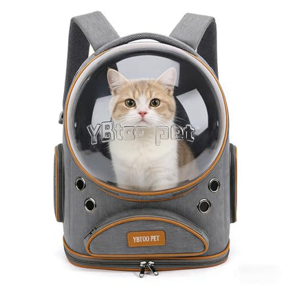 Cat Backpack Carrier, Breathable Cat Carrier Large Space Bubble Pet Backpack for Small Dog and Large cat up to 18lbs, Transparent & Foldable Pet Carrier for Travel Hiking (Grey) - color: Grey