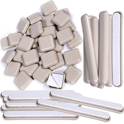 48 Combo Pack Self-Stick Carpet Gliders for Chair-32PCS 1inch Square Self Adhesive Furniture Glides&16PCS 1/2"X4" Bar Furniture Moving Slider-Slider for Furniture-Carpet Slider-Furniture Slider