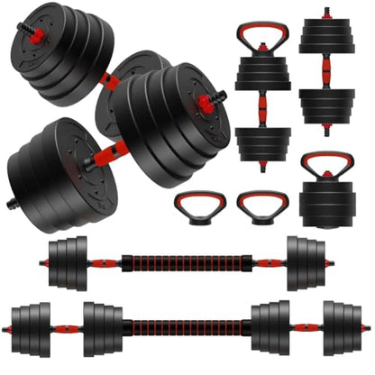 Adjustable Dumbbells,4 in 1 Dumbbells Set Used as Barbell, Kettlebells, Push up Stand, Weight Plate, Fitness Exercises for Home Gym - color: Black+90LBS