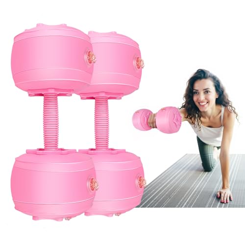 Travel Weights Water Filled Dumbbell Set of 2,6LB Hand Weights for Women at Home Gym Exercise Training - color: Solid Pink