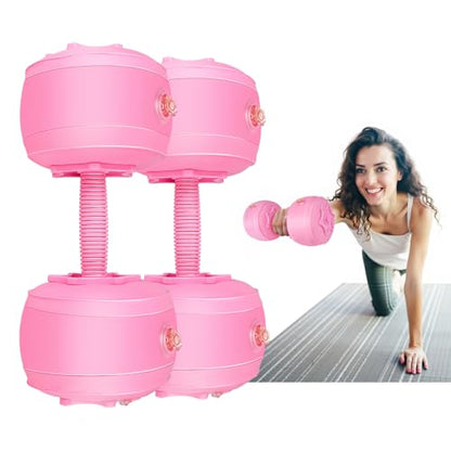 Travel Weights Water Filled Dumbbell Set of 2,6LB Hand Weights for Women at Home Gym Exercise Training - color: Solid Pink