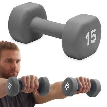 Gaiam Dumbbell Hand Weight (Sold in Singles) - Neoprene Coated Exercise & Fitness Dumbbell for Home Gym Workouts and Strength Training - Free Weights for Women and Men - size: 15lb