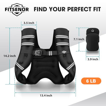 Weighted Vest for Men Women Walking, 6lb/8lb/12lb/16lb/20lb/30lb Strength Training Weight Vests with Phone Pocket, Comfortable Weighted Vest for Running Men, Rucking, Weight Loss, Gym Accessories - size: 6 lb