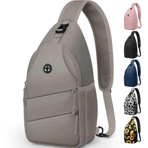 Pritent Crossbody Bags for Women Men Trendy Sling Bag Backpack Casual Chest Bag with Convertible Shoulder Strap - color: Khaki, size: Medium