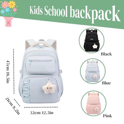 EKUIZAI Girls School Backpack for Kids Middle Elementary School Bag for Students Solid Color Girls Bookbag, Pink - color: B-pink