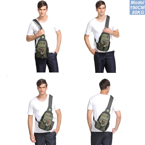 NICGID Sling Bag Chest Shoulder Backpack Crossbody Bags for Tablet Laptop Outdoor Hiking Men Women - color: Army Green-2629