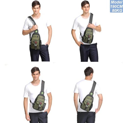 NICGID Sling Bag Chest Shoulder Backpack Crossbody Bags for Tablet Laptop Outdoor Hiking Men Women - color: Army Green-2629
