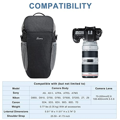 S-ZONE Camera Bag DSLR/SLR Waterproof Camera Case for Photographers Holster Compatible with Nikon Canon Sony | Strong Buckle,Rain Cover,Compatible with Nikon Canon Sony - color: Black