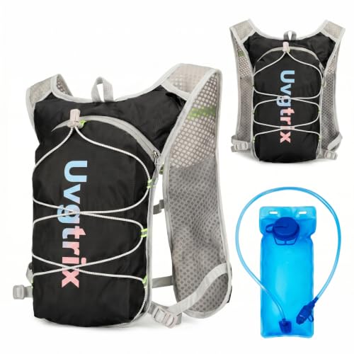 Hydration Vest Backpack with 2L Water Bladder, Lightweight Breathable Run Pack for Cycling Hiking Climbing Running - color: Black