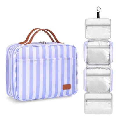 Bosidu Hanging Travel Toiletry Bag,Large Capacity Cosmetic Travel Toiletry Organizer for Women with 4 Compartments & 1 Sturdy Hook,Perfect for Travel/Daily Use/Christmas - color: M-sky blue